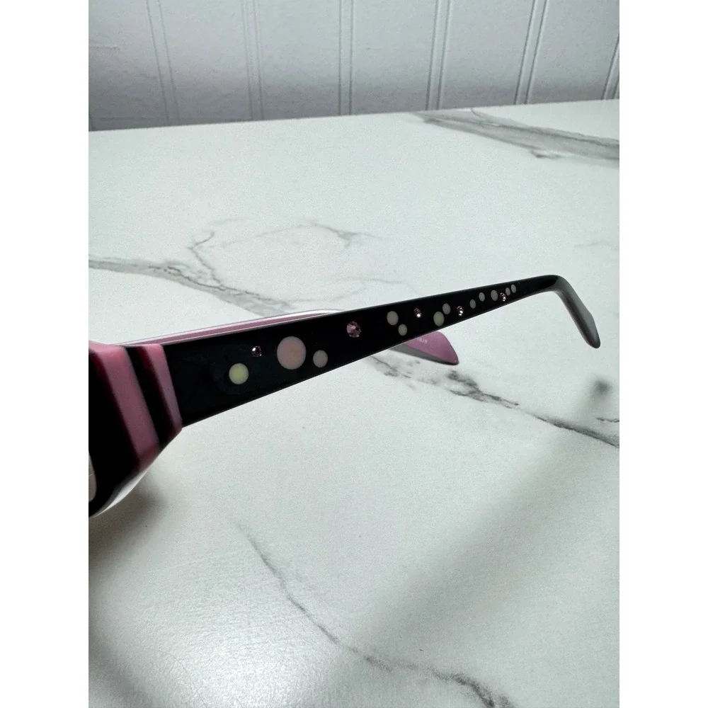 Chelsea Morgan CMM811 BK/PK Black Pink Polka Dot Rhinestone Frames 48-17-130